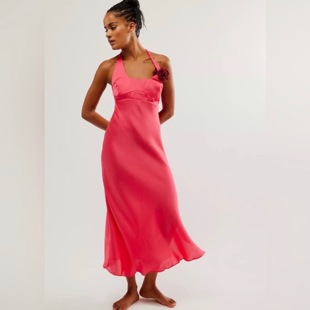 NEW Free People Happy Hour Midi Slip Strawberry Spritz